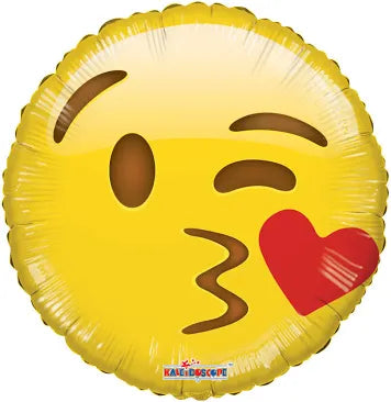 18" Emoji kiss with heart foil balloon