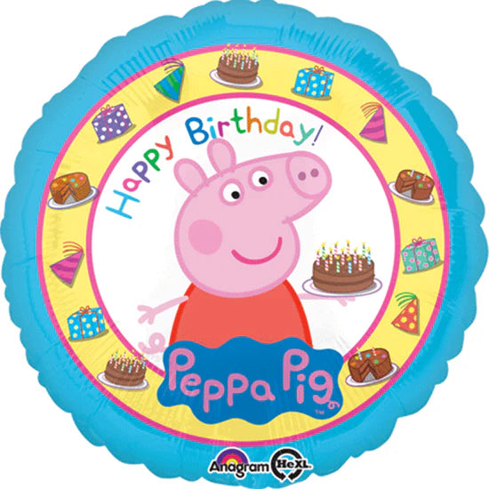 18” Peppa Pig Happy Birthday Balloon with helium