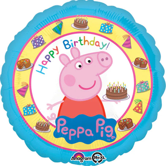 18” Peppa Pig Happy Birthday Balloon with helium