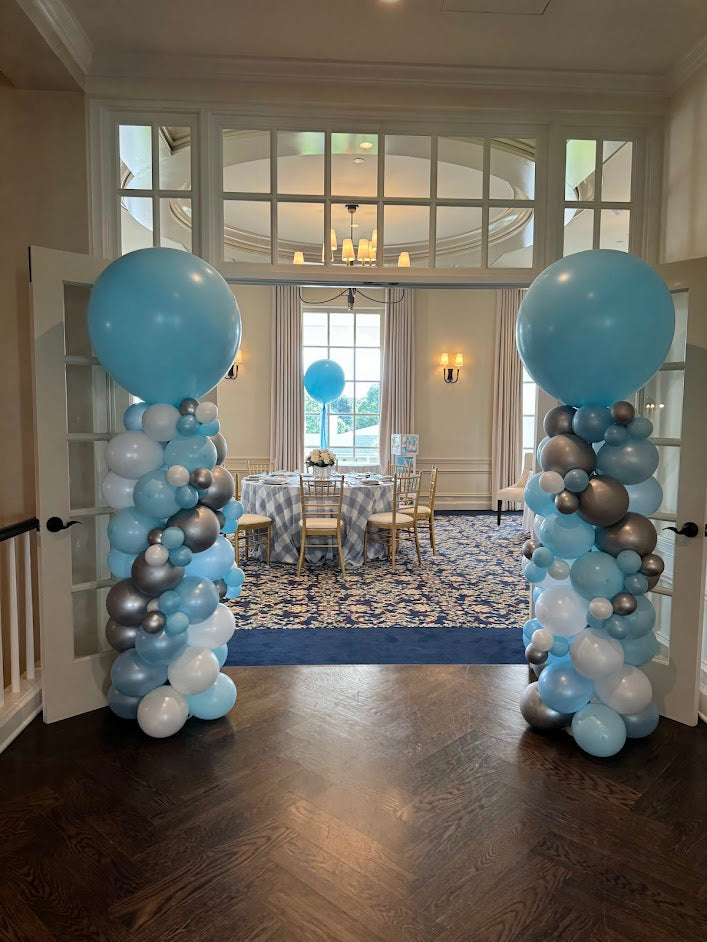 Balloon tower with round balloon on top - air balloon decoration