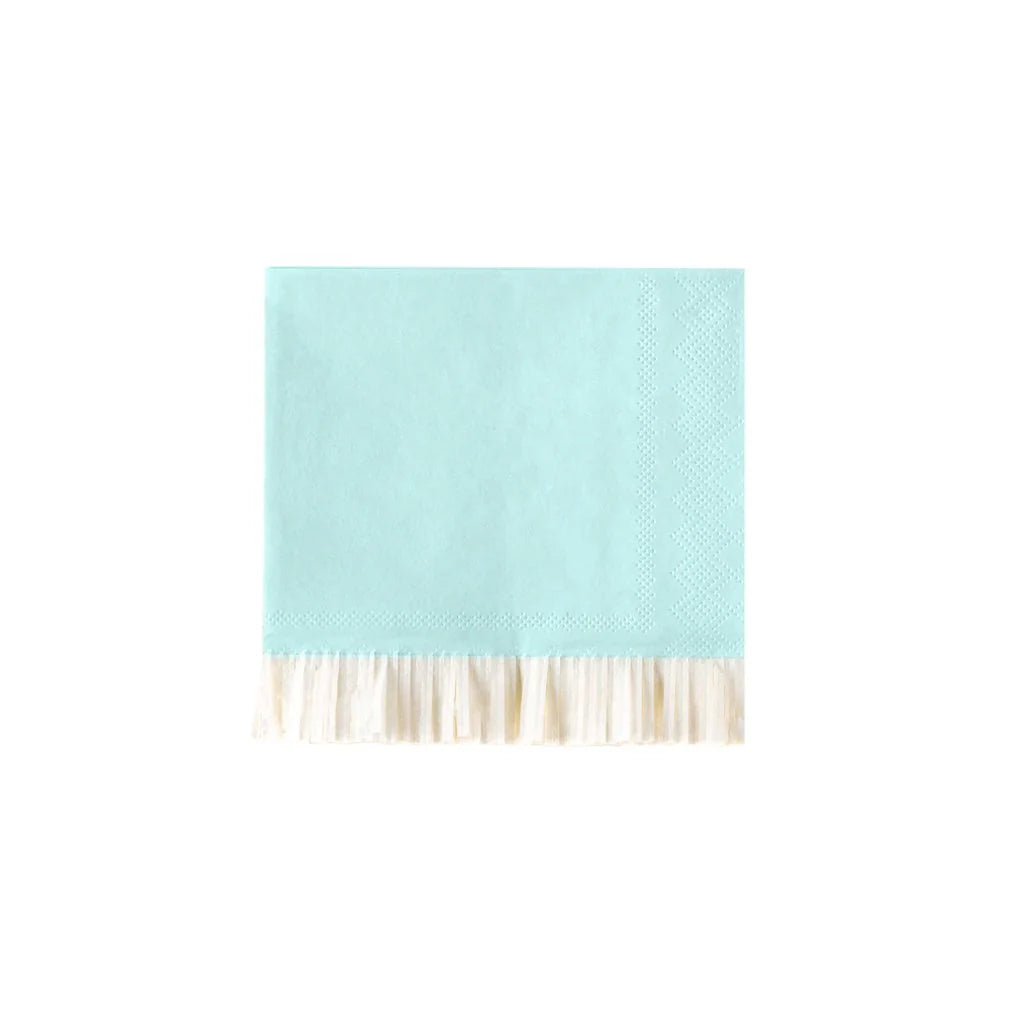 Baby Blue fringed cocktail napkins - 12 pk