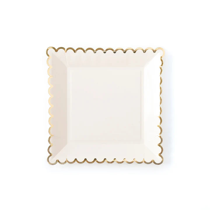 Cream scalloped plate - 8 pk