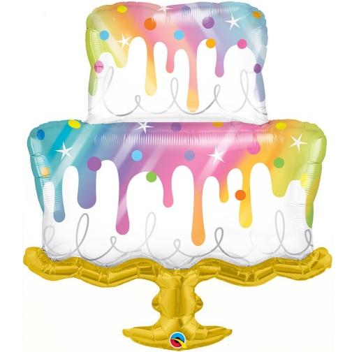 39" Rainbow drip cake foil balloon