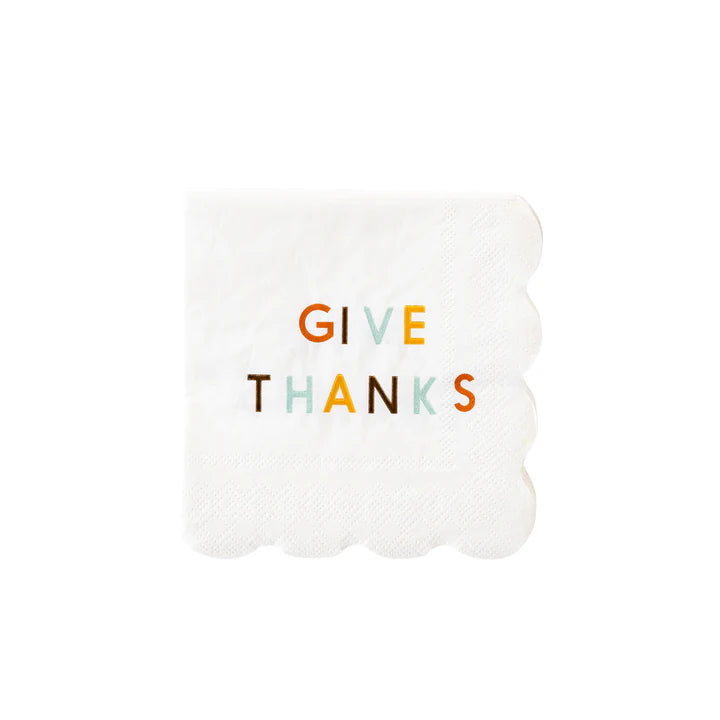 Harvest Give Thanks Paper Cocktail Napkin- 24 Pk.