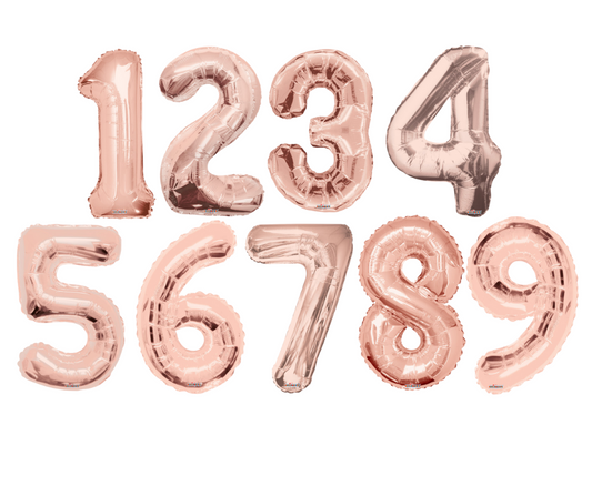 34" Rose gold foil numbers