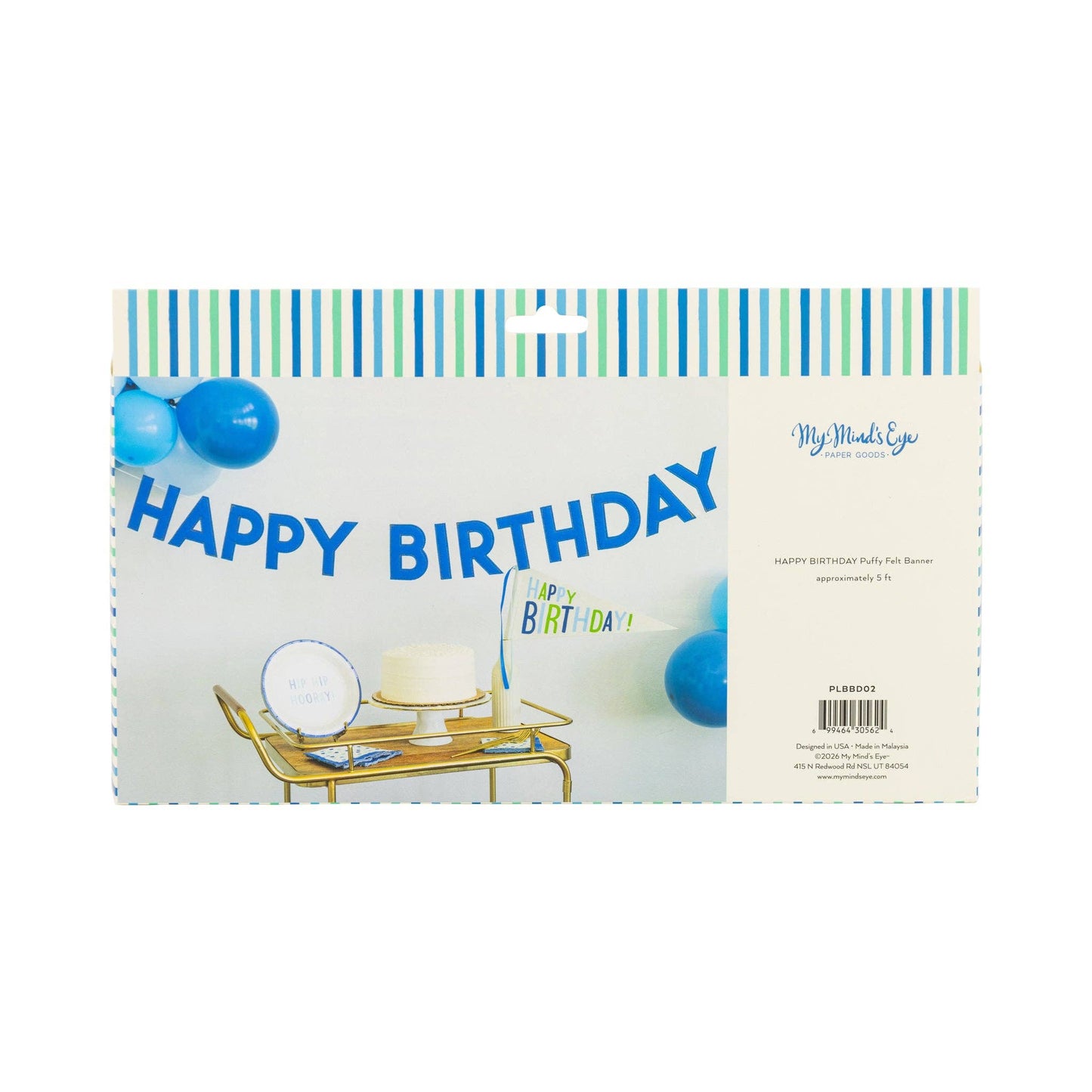Blue Happy Birthday Puffy Felt Banner