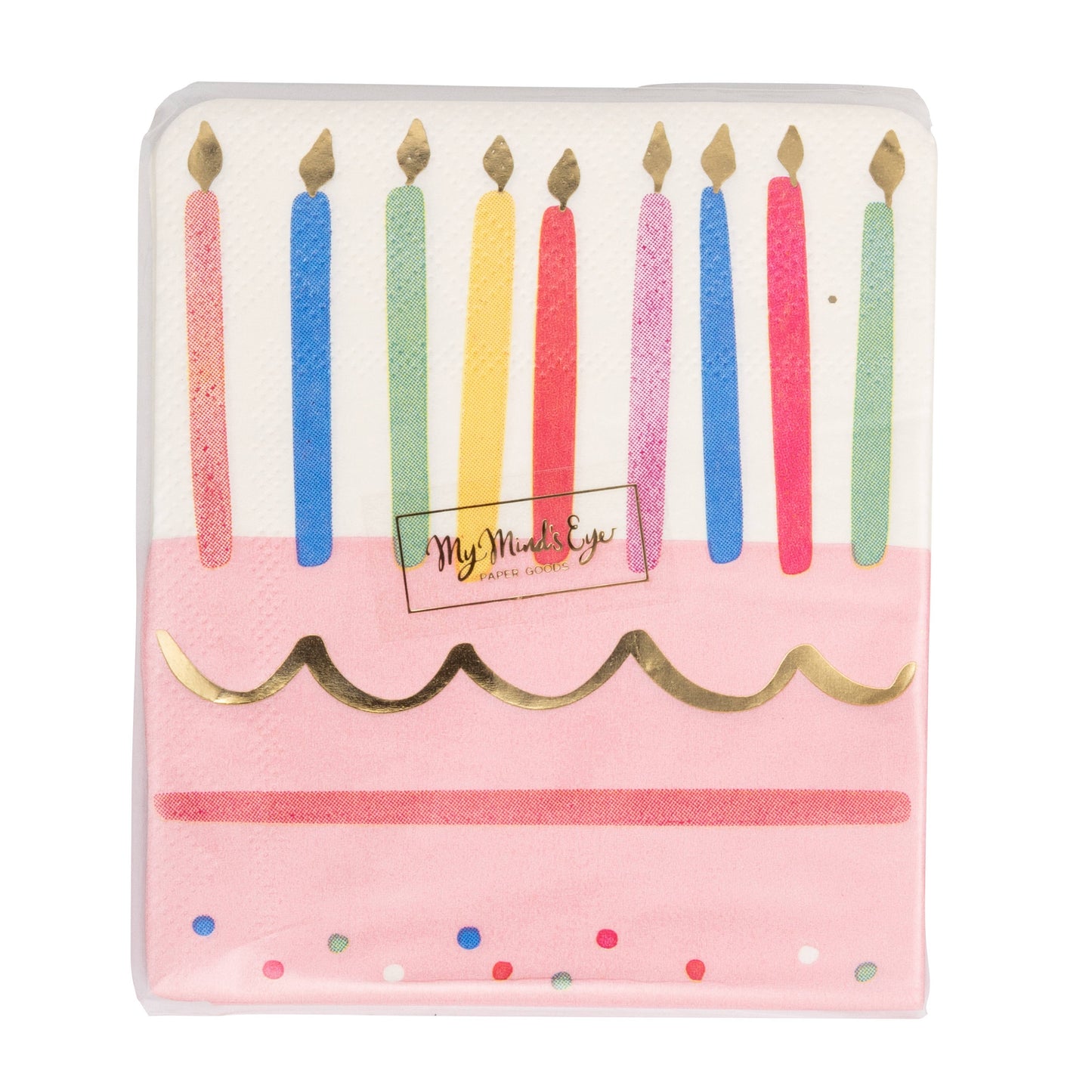 Foil Cake & Candles Cocktail Napkin - 18 pk