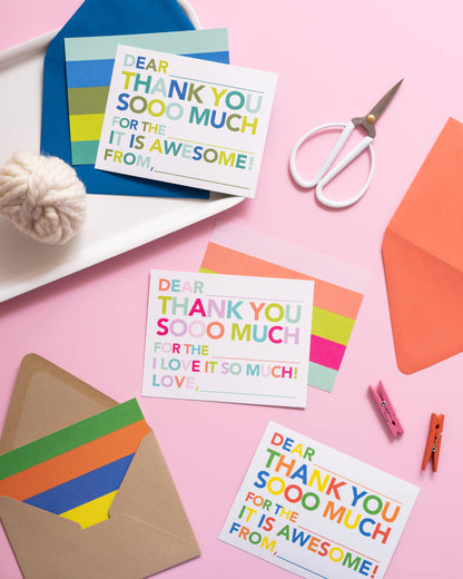 Kid's Fill In Thank You Notes - Blue - 10 pk.