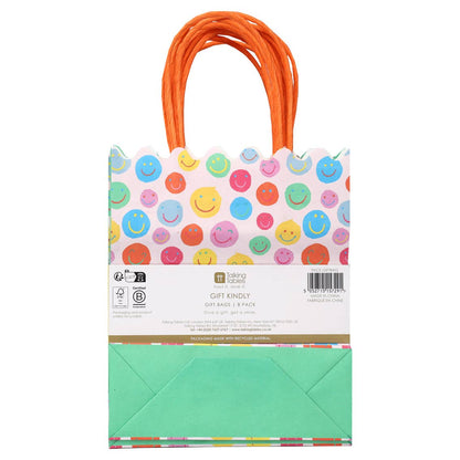 Happy Face Smile Paper Gift Bags- 8 Pack
