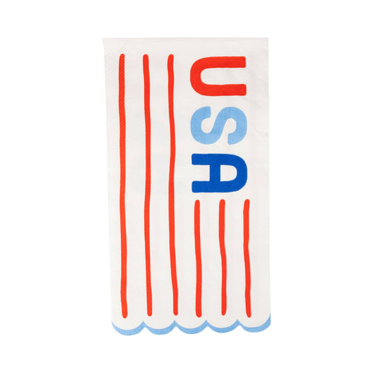 USA Striped Scallop Guest Napkin - 24 pk