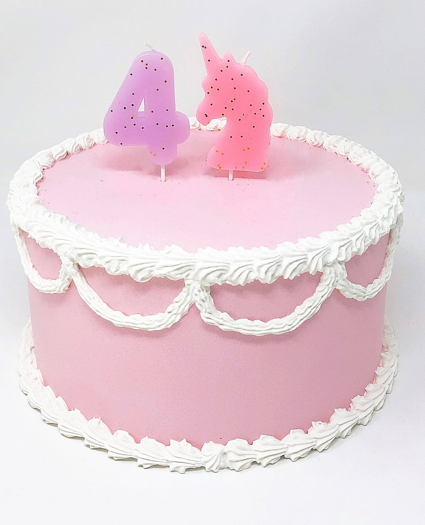 Unicorn Pastel Glitter Number Candle Pink