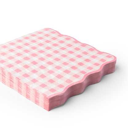 ELEGANT PETAL PINK GINGHAM DINNER NAPKINS- 20 pk