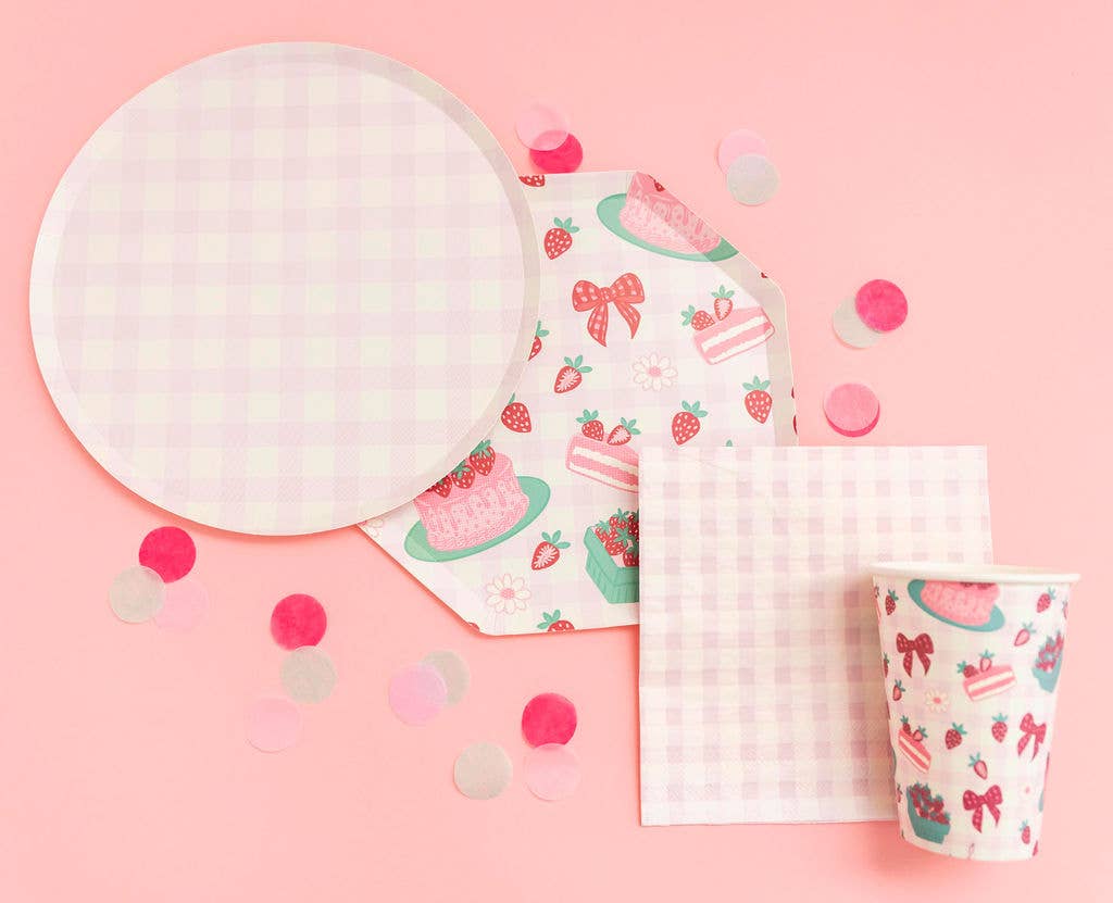 Pink Gingham Napkin- 16 pk