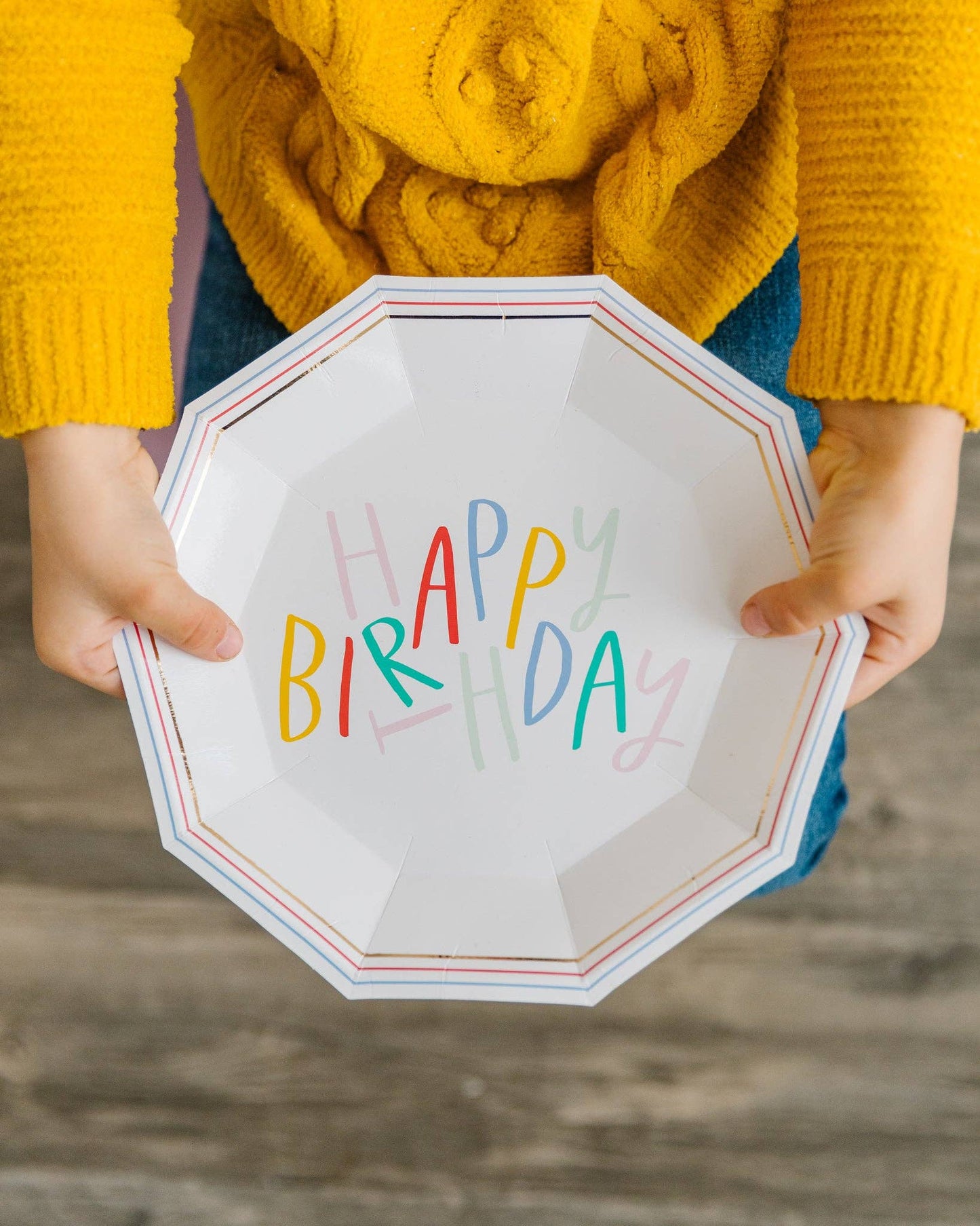 Oui Party Birthday Hexagon Paper Plate- 8 pk.