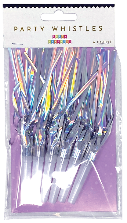 Iridescent Party Whistles- 6 pk.