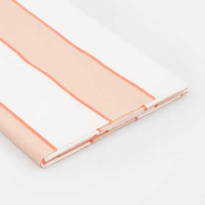 Peach Striped Paper Tablecloth - 1 pk