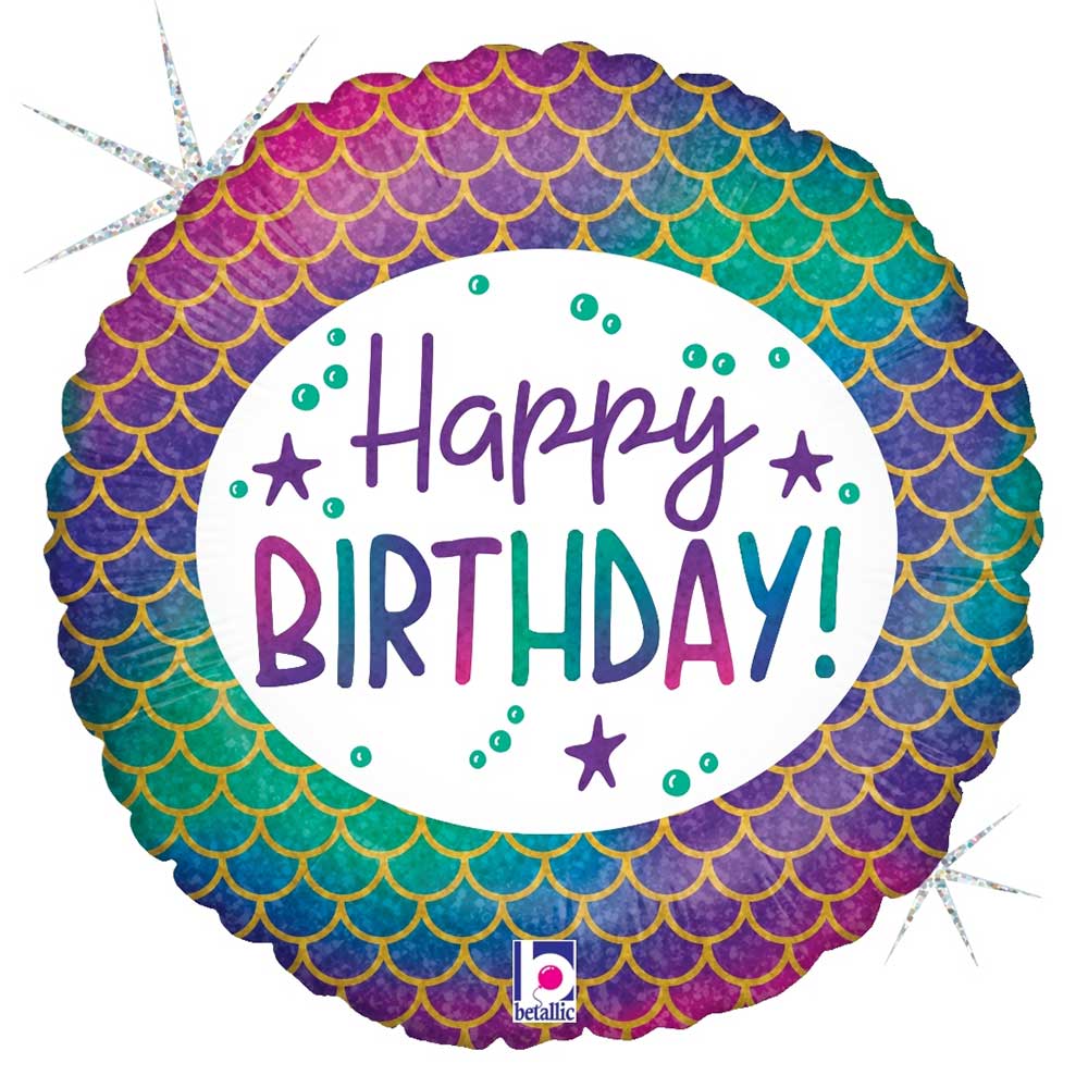 18" Glitter Mermaid Birthday Foil Balloon