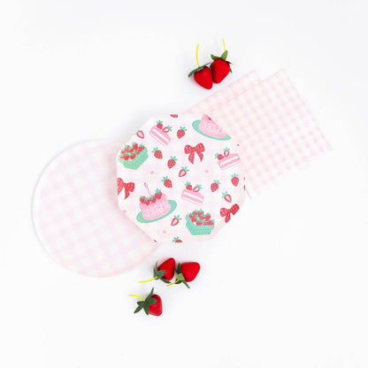 Pink Gingham Plate- 8 pk
