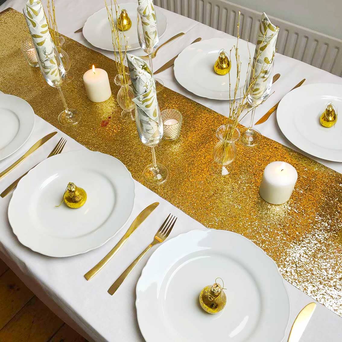 Gold Glitter Table Runner Décor - 6ft