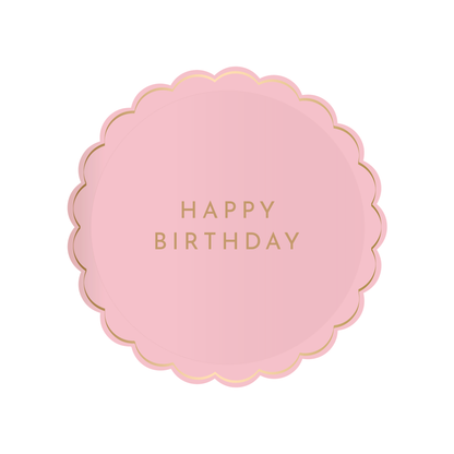 PETAL PINK SIGNATURE HAPPY BIRTHDAY SMALL PLATE - 8 pk