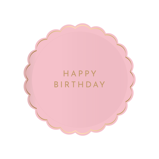 PETAL PINK SIGNATURE HAPPY BIRTHDAY SMALL PLATE - 8 pk