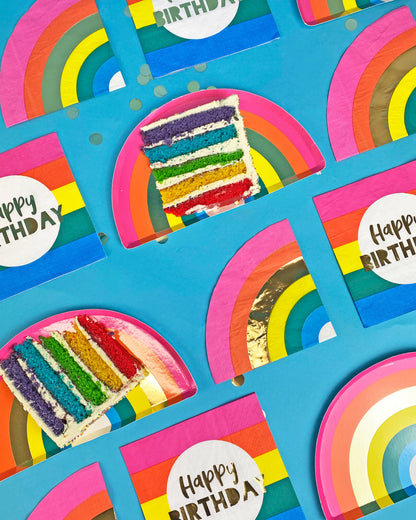 Rainbow Party Plates - 12 Pack