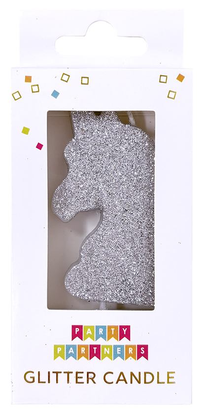 Unicorn Silver Glitter Candle