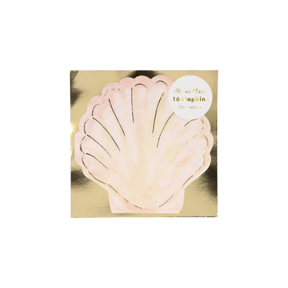 Watercolour Clam Shell Napkins - 16 pk