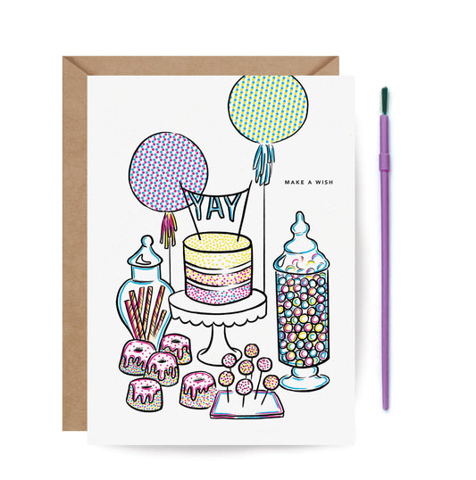 Paint With Water Sweet Table - Birthday Card