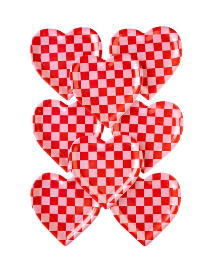 Checkered Heart Shaped Paper Plate