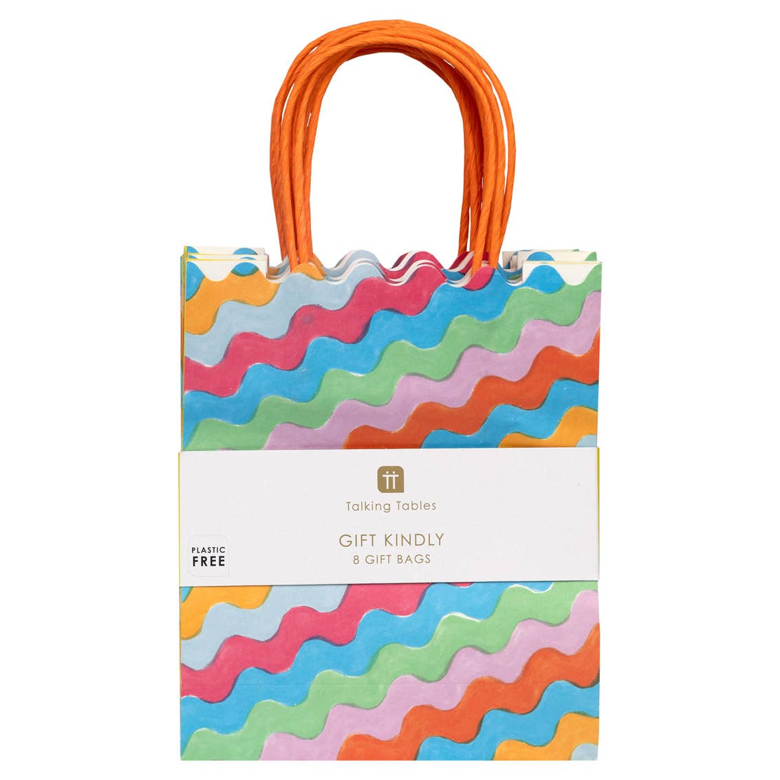 Wavy Multi Colored Paper Gift Bags - 8 pk