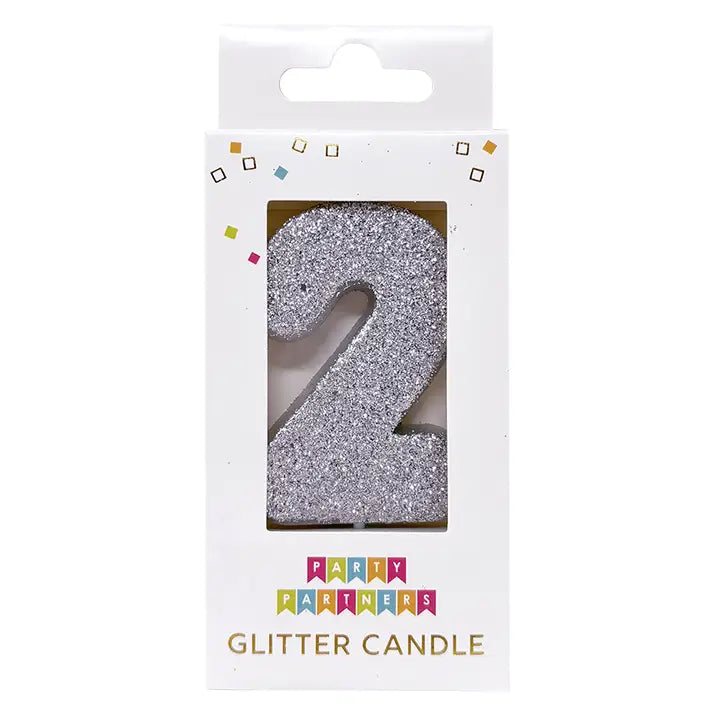 Silver Glitter Candle Set Display