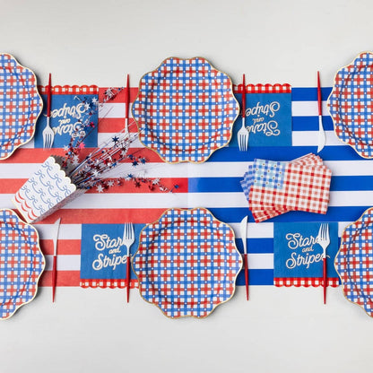 AMERICAN FLAG GINGHAM GUEST TOWELS - 20 pk