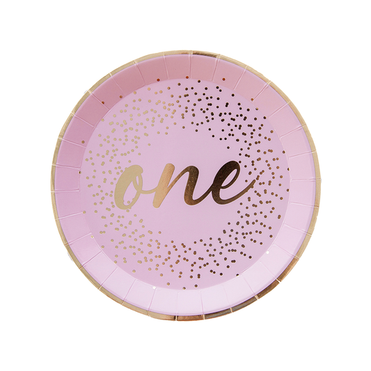 Milestone Pink Onederland Dessert Plates - 8 Pk.