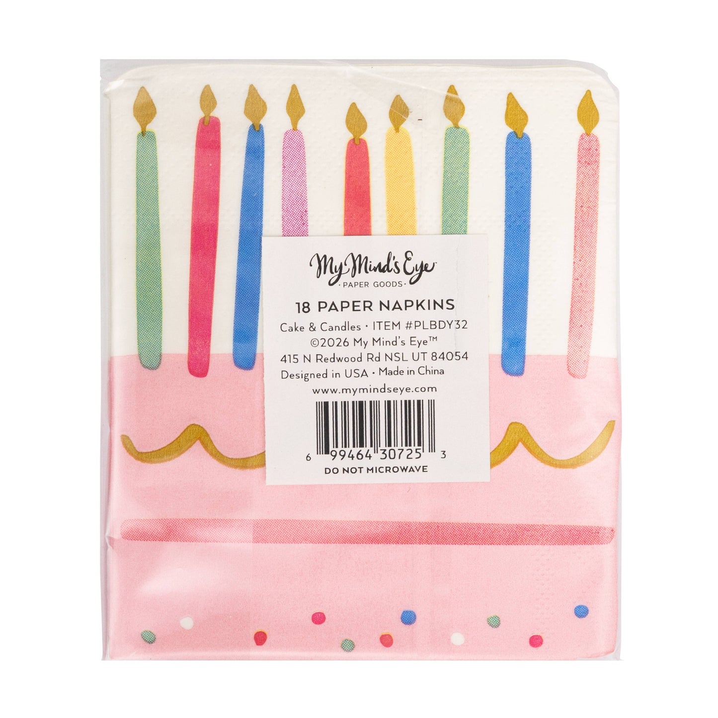 Foil Cake & Candles Cocktail Napkin - 18 pk