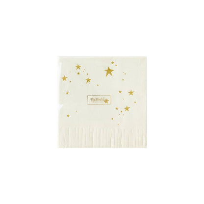 Baby Neutral Star Fringed Cocktail Napkin - 18 pk