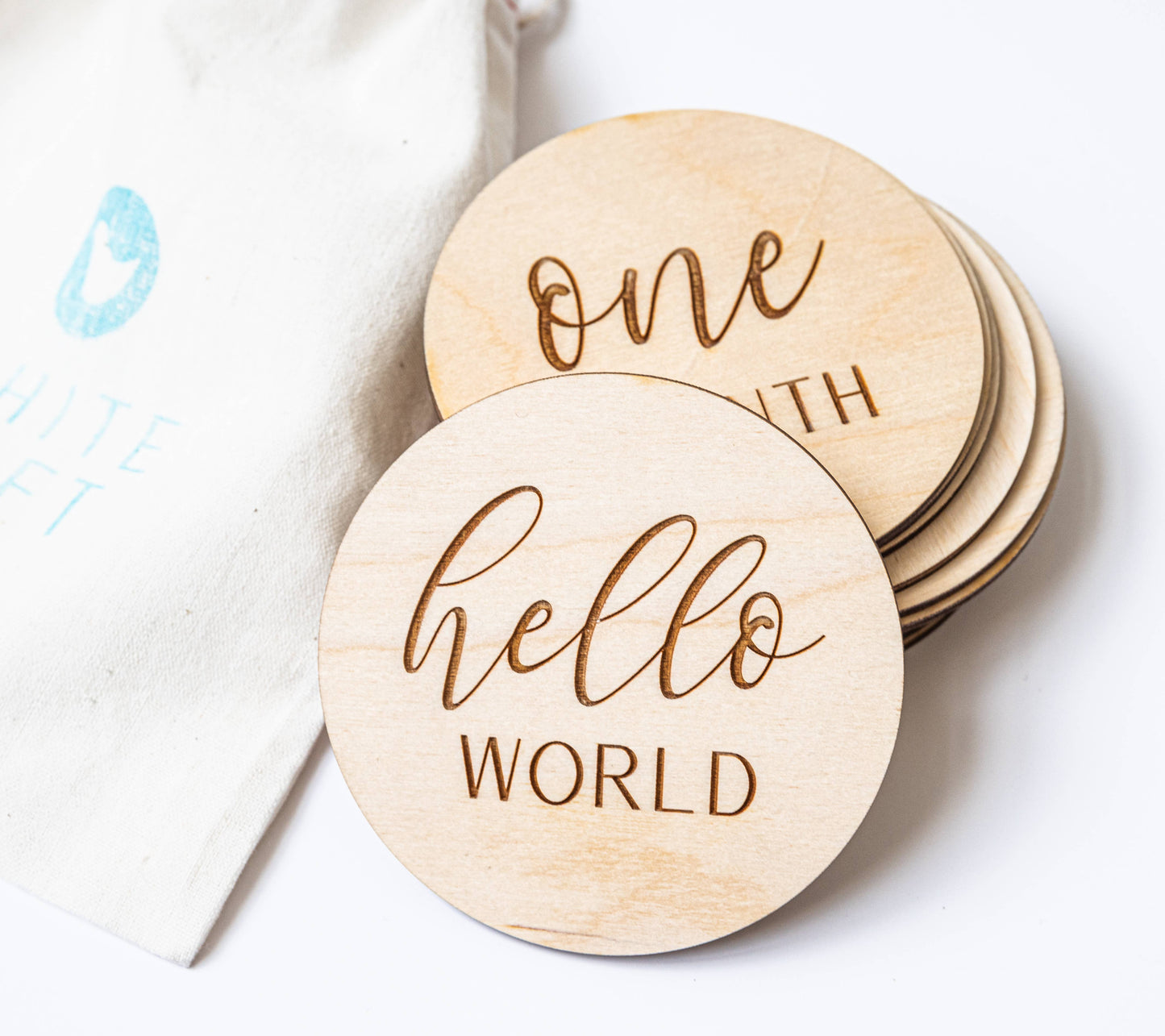 Wooden Monthly Photo Markers for Baby - Birch