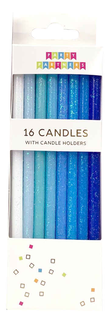 Tall Blue Gradient Candle Set - 16 pk