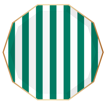 EMERALD GREEN SIGNATURE CABANA STRIPE PLATES - 8pk