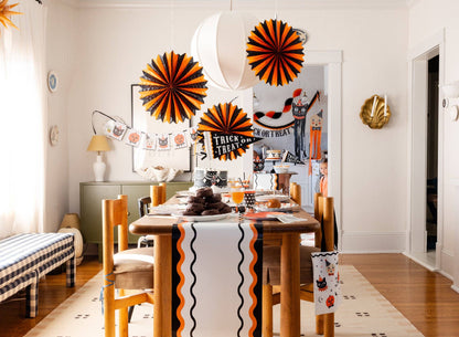 Orange and Black Large Tissue Fans - 3 pk