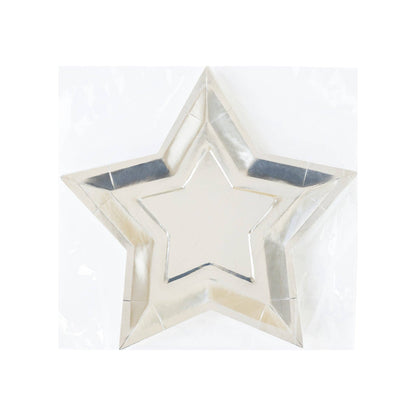 Silver Foil Star Shaped Plate - 8 pk