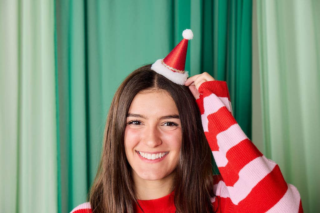 MINI SANTA PARTY HATS - 8 pk