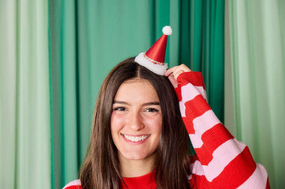 MINI SANTA PARTY HATS - 8 pk