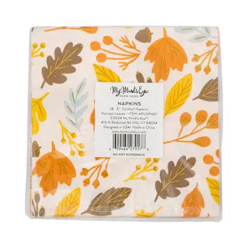 Foiled Harvest Leaves Cocktail Napkin - 18 pk