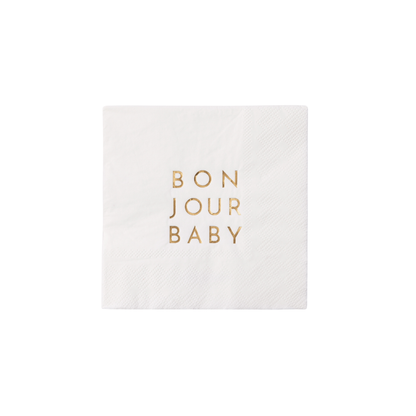 BONJOUR BABY BLANC WHITE COCKTAIL NAPKINS - 20 pk