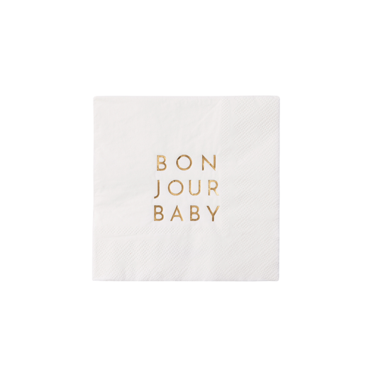 BONJOUR BABY BLANC WHITE COCKTAIL NAPKINS - 20 pk