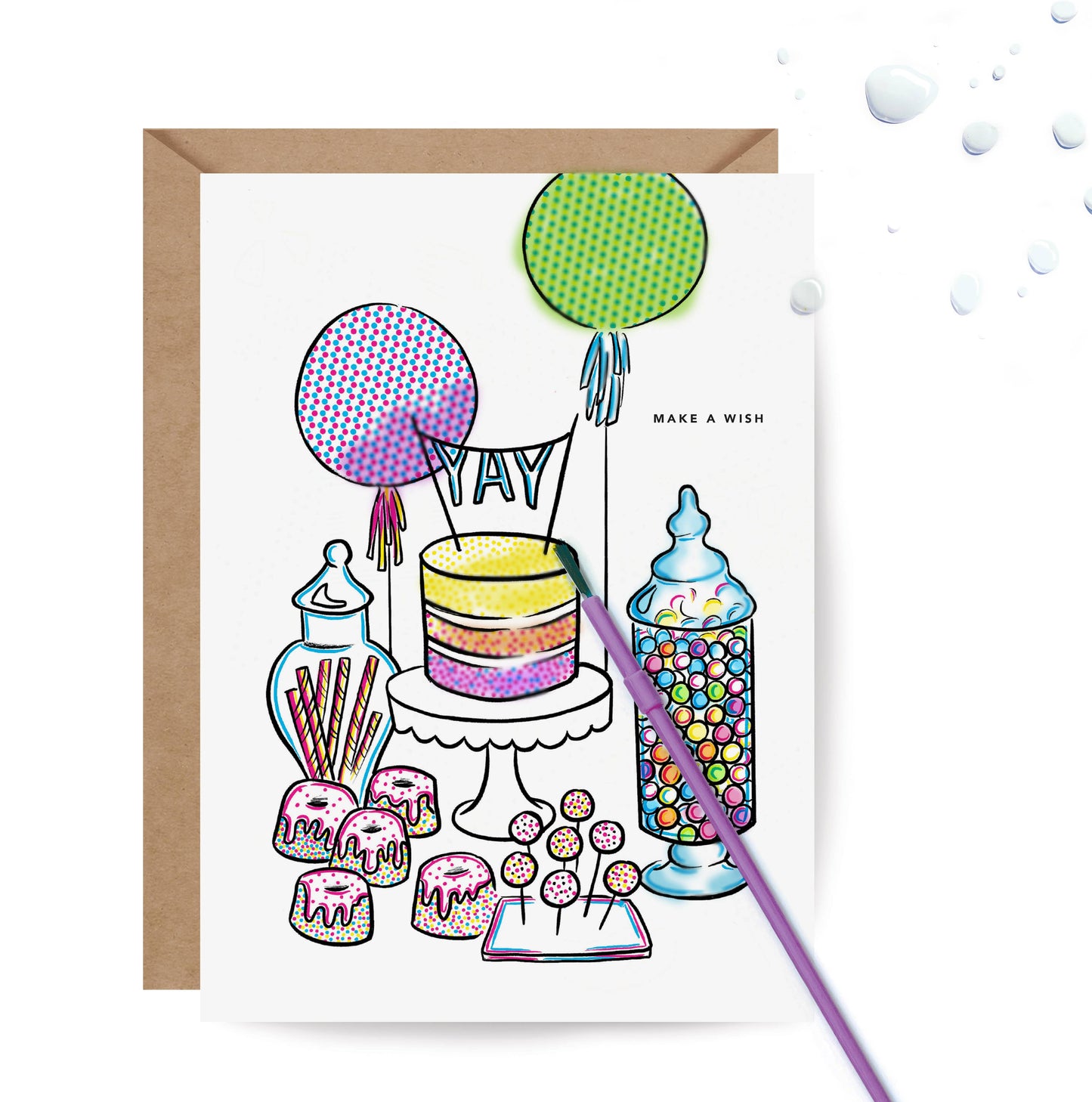 Paint With Water Sweet Table - Birthday Card