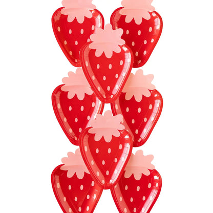 Strawberry Shaped paper plates - 8 pk