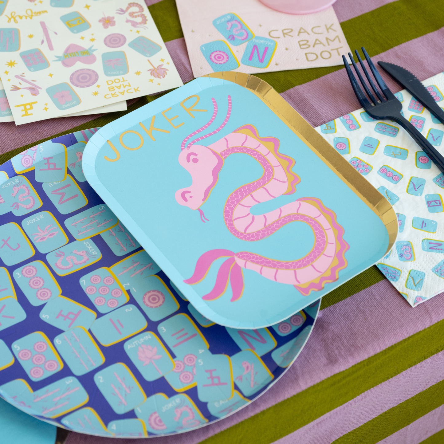 Game Night Mahjong Tile Dinner Plates - 8 pk