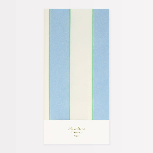 Pale Blue Striped Paper Tablecloth - 1 pk